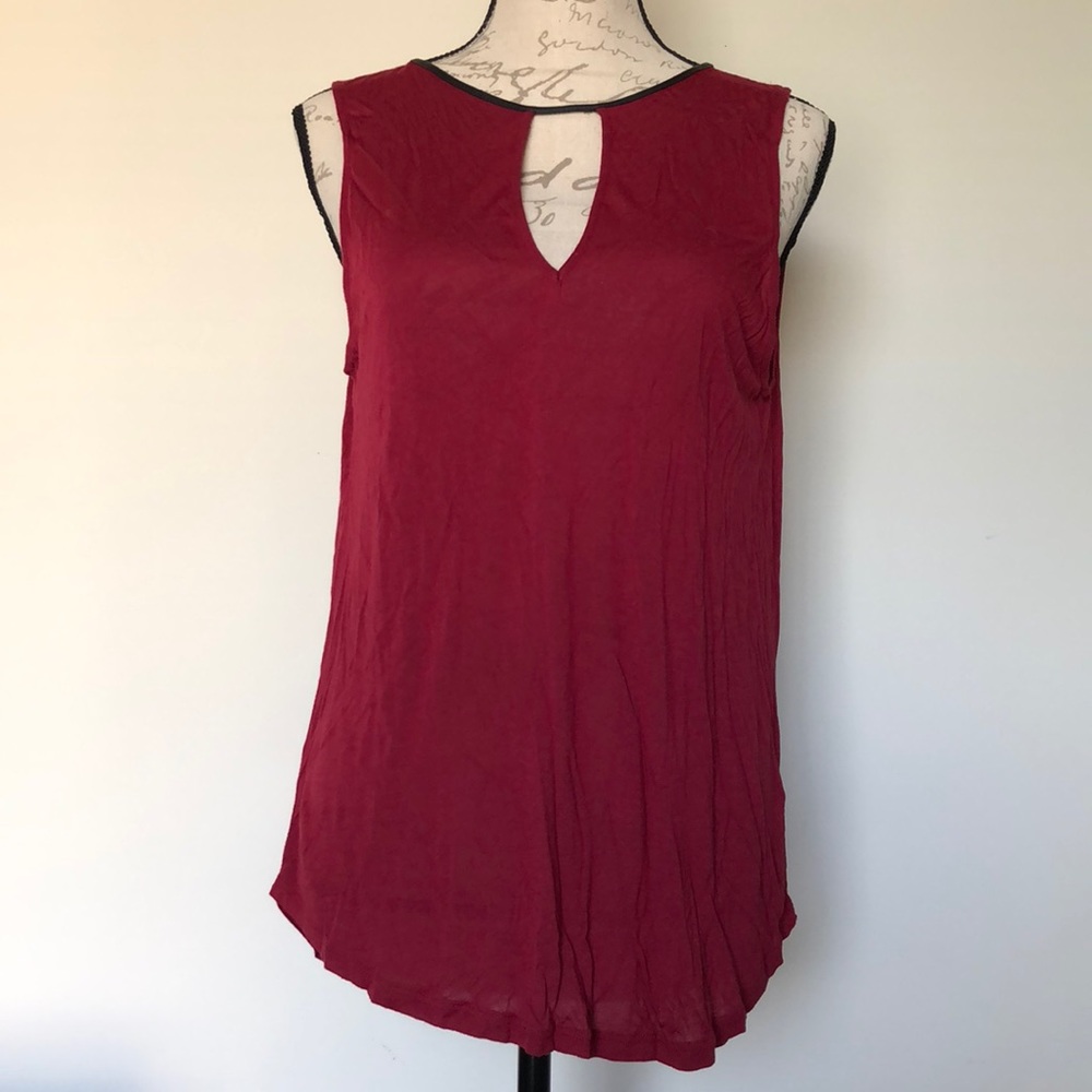 Dark Red Open Back/Fringe Top With Front Keyhole - image 4